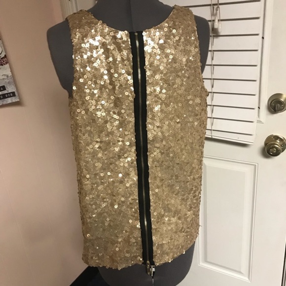 Vince Camuto gold sequin swing tank top - Picture 4 of 7